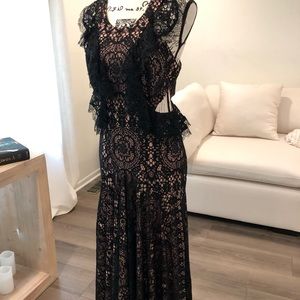 Alexis Black Lace Cocktail Dress with Cut Outs Women